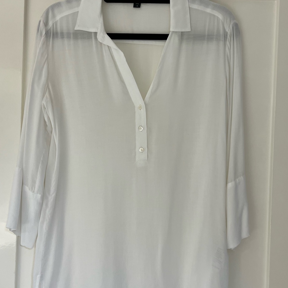 James Perse , size 1, white cotton 3/4” length sleeve blouse